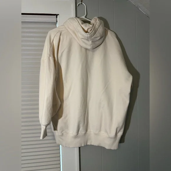 American Eagle Cream Oversized Zip Up Hoodie Medium Cozy Athleisure - Picture 4 of 6